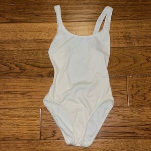 Solid and Striped cream one piece low back swimsuit